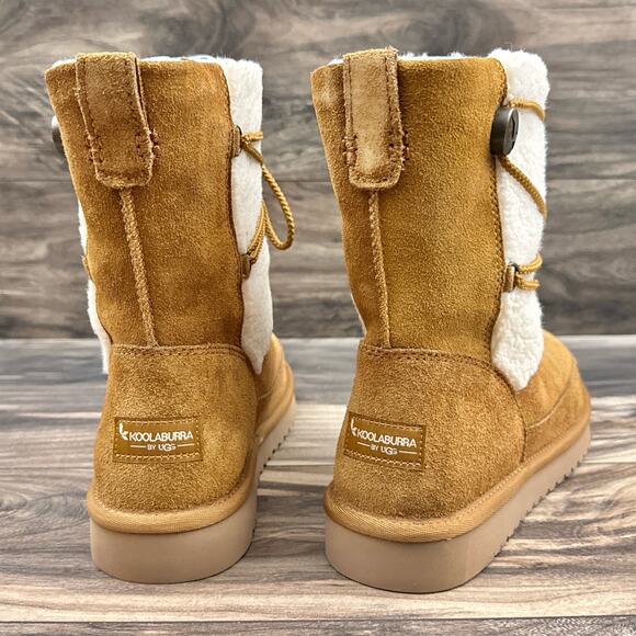 NIB Koolaburra by UGG 9 40 Michon Short Boots Bootie Suede Faux Fur Chestnut Tan - Picture 4 of 14